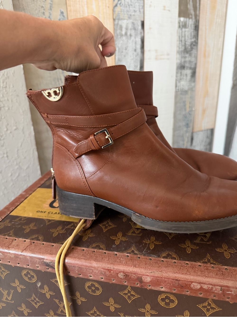 Tory Burch Brown Leather Ankle Boots